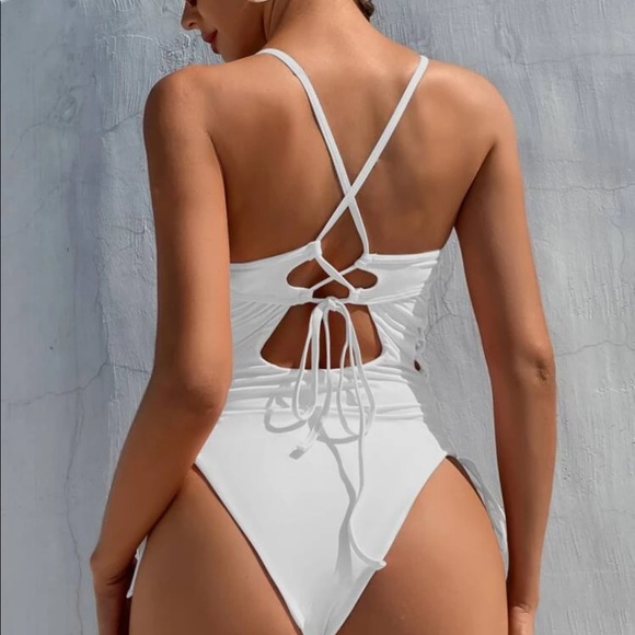 Cutout sexy one piece swimsuit push up tie lace up - Picture 2 of 8